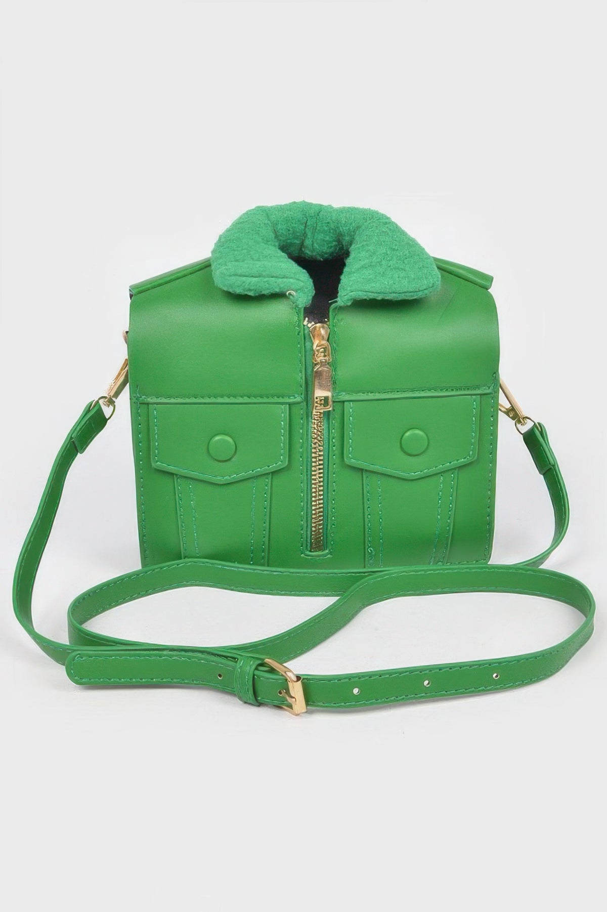 Faux Leather Fur Jacket Crossbody Bag