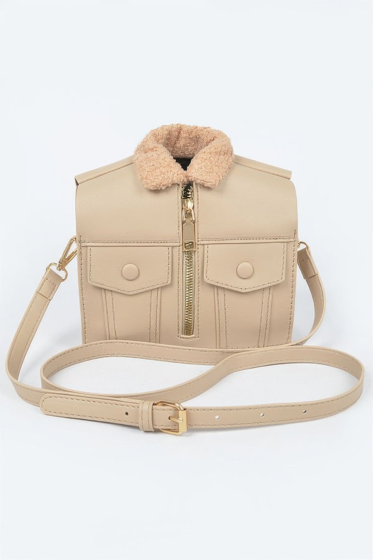 Faux Leather Fur Jacket Crossbody Bag