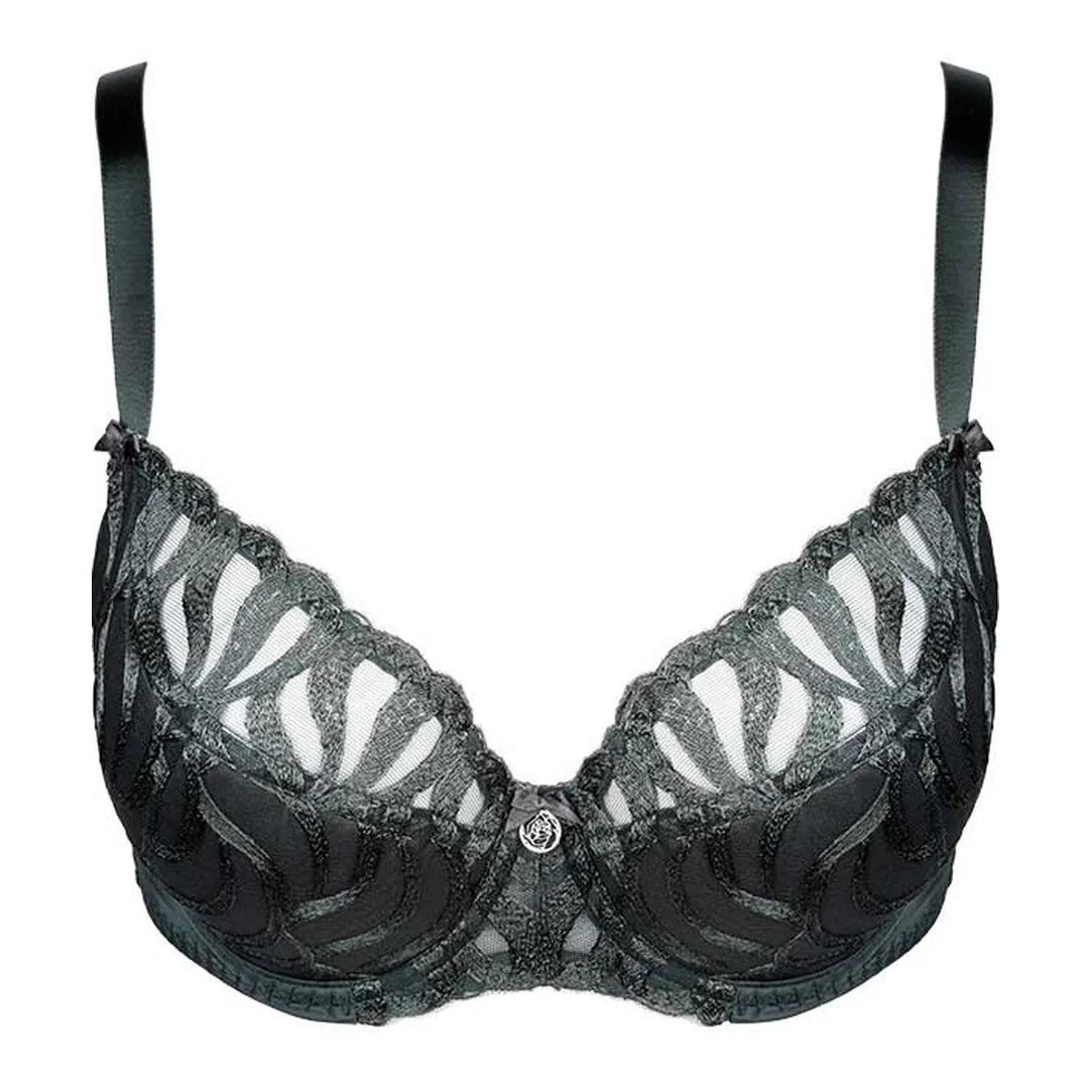Half-Padded Lace Underwire Bra Emerald