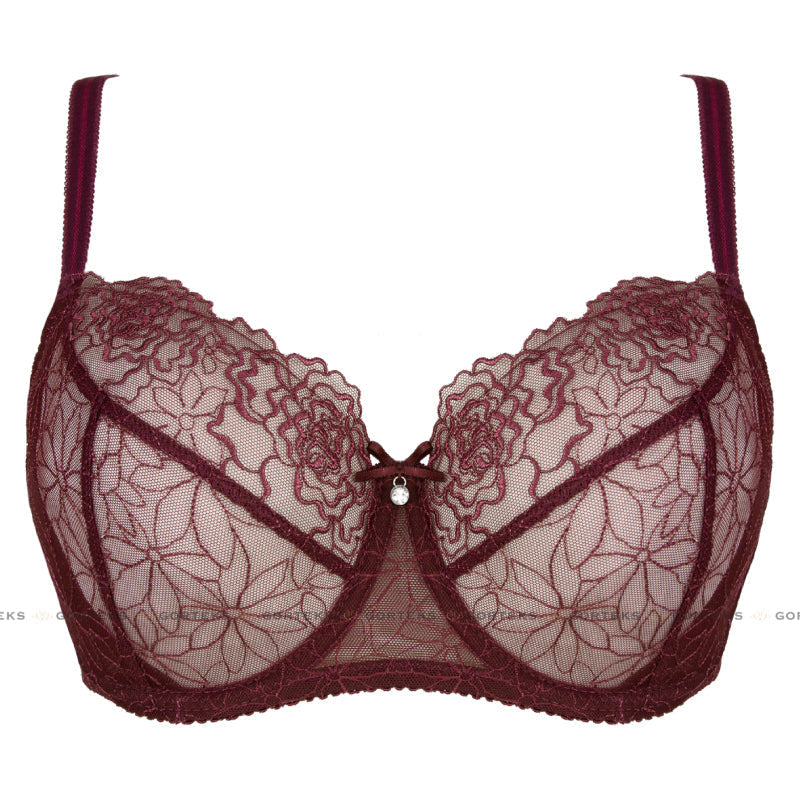 Gorteks Pamela Aubergine Sheer Mesh Balconette Bra-4