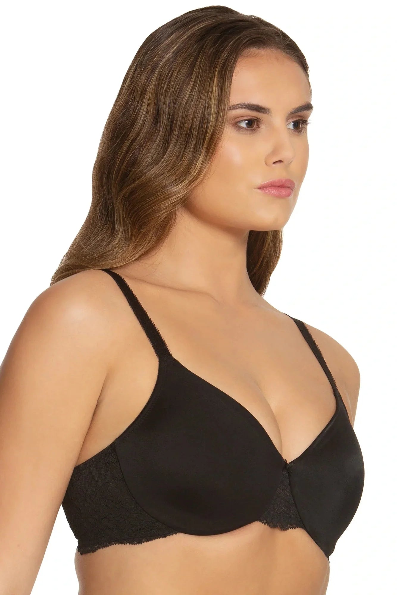 Dominique Lena Black Everyday Hidden Underwire Seamless Lace Minimizer