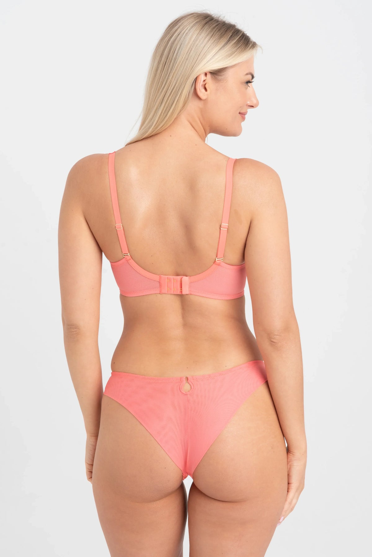 Samanta Perla Coral Sheer Mesh Embroidered Balconette Bra