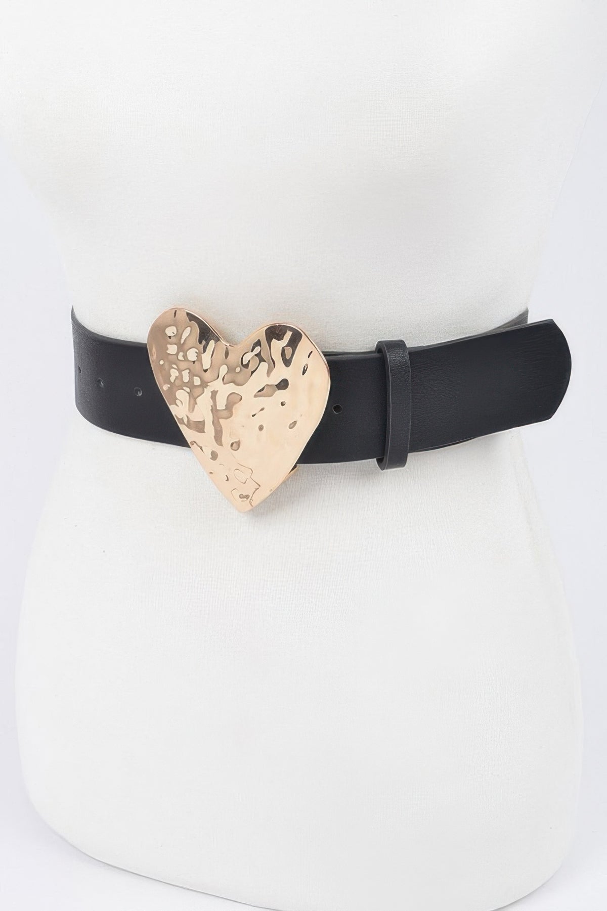 Hammered Heart Shape Buckle Plus Size Belt