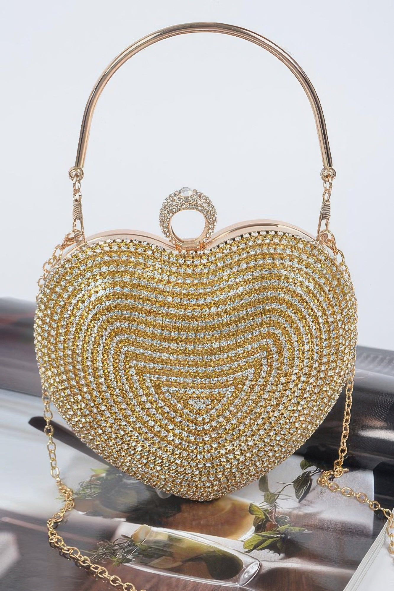 Rhinestone Heart Shape Party Clutch