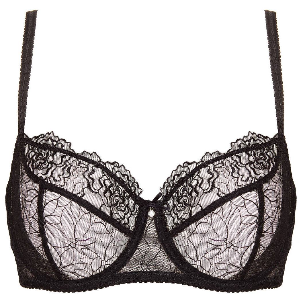 Gorteks Pamela Black Sheer Mesh Balconette Bra