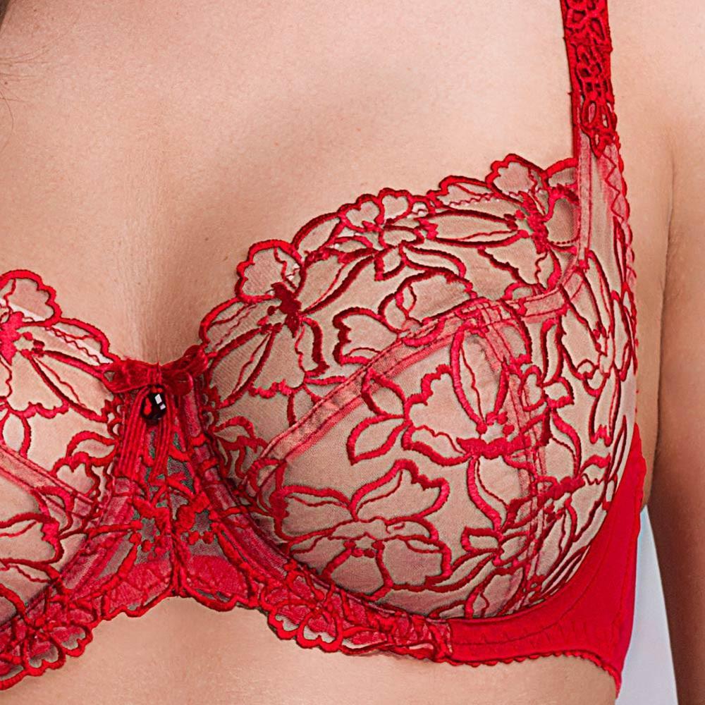 Semi Sheer Full Figure Bra Stefi L Crimson
