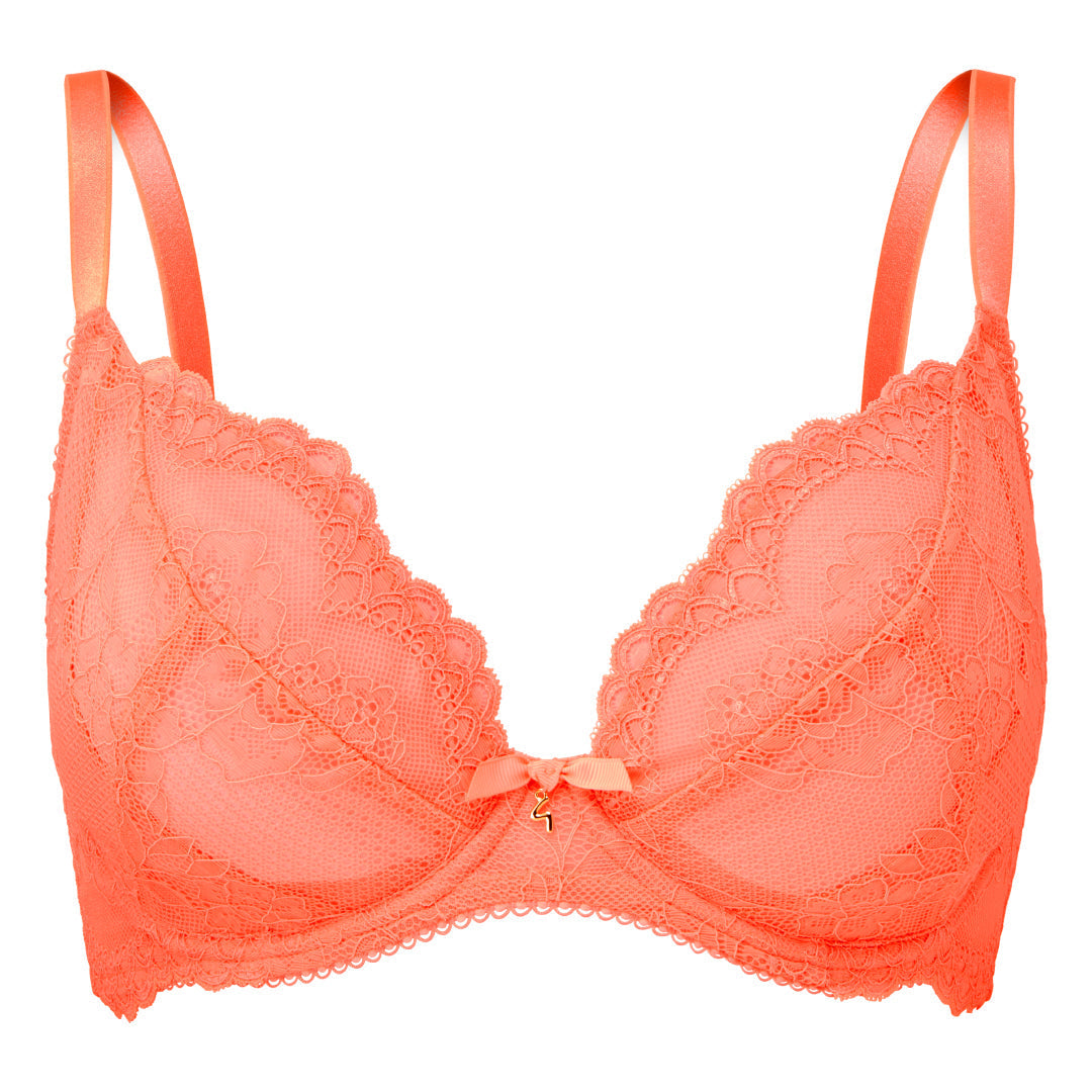 Gossard Superboost Lace Neon Coral Plunge Bra-3
