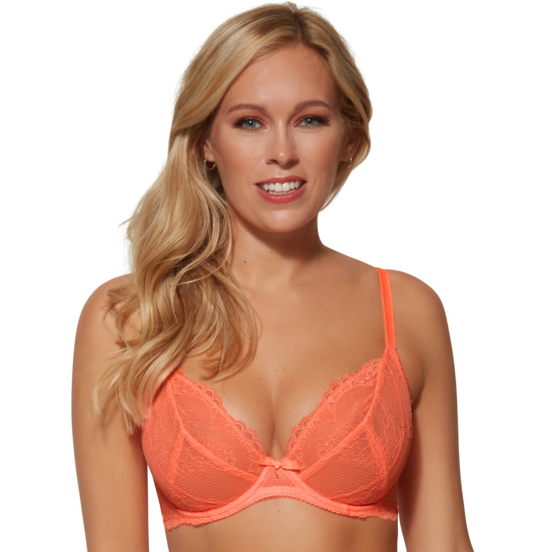 Gossard Superboost Lace Neon Coral Plunge Bra-0